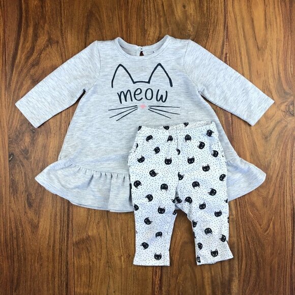 Old Navy Cat Print 2pc Set 🖤 - Picture 1 of 9
